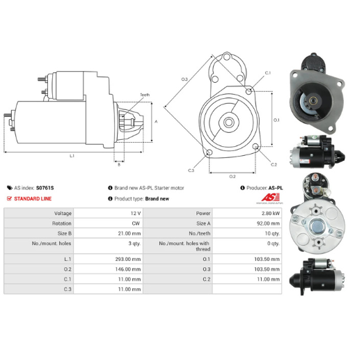 Starter Motor Fits Heden Model FC1000 1.6 CDTI (05)