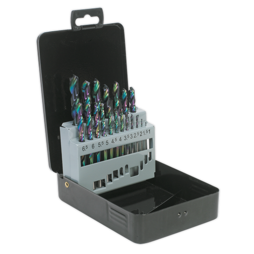 Sealey S0868 HSS Drill Bit Set 19pc Edge Ground Metric DIN 338