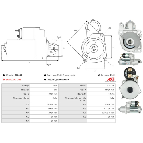 Starter Motor for BOSCH, Ref - 0001251007