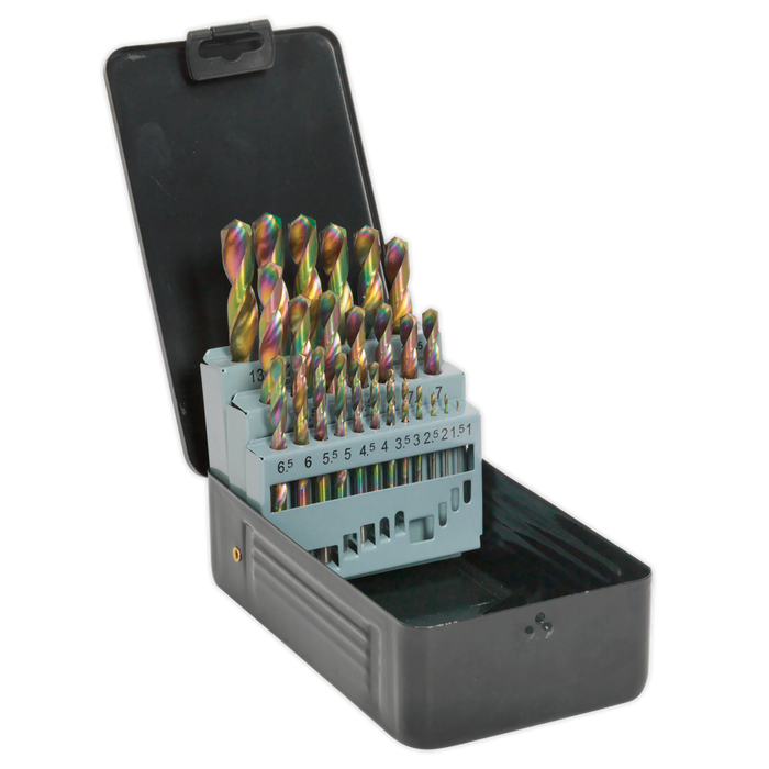 Sealey S0938 HSS Drill Bit Set 25pc Edge Ground - Metric DIN 338