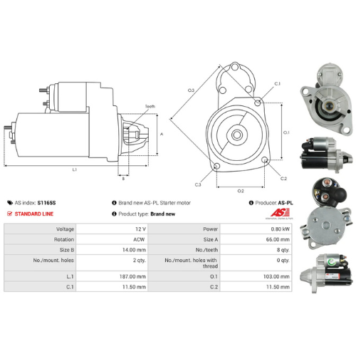 Starter Motor Fits Yanmar Model L 60 RE-DEJN 12.9