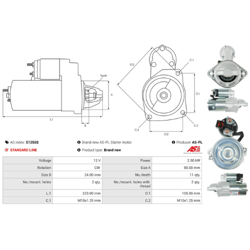 Starter Motor for BOSCH, Ref - 0986026010