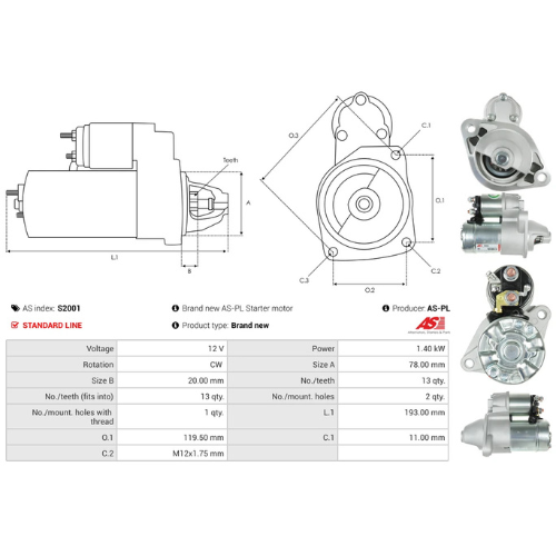 Starter Motor for VALEO, Ref - 458219