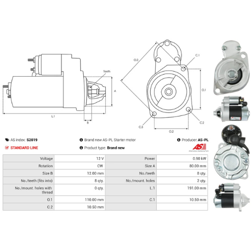 Starter Motor Fits Yanmar Model 9-5 (YS3E) 3TNE68