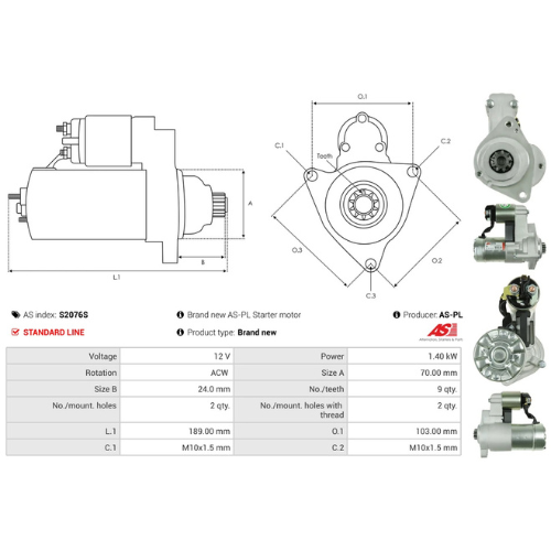Starter Motor Fits Klippo Model Countax D1850 1.0