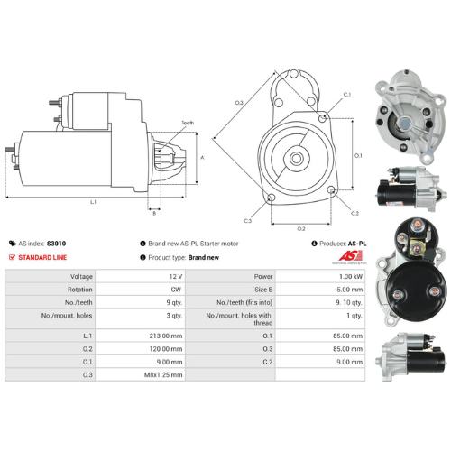 Starter Motor Fits Citroën Model AX (ZA-_) 1.4 4x4