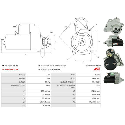 Starter Motor Fits Citroën Model BERLINGO (ER_, EC_) 1.5 BlueHDi 100
