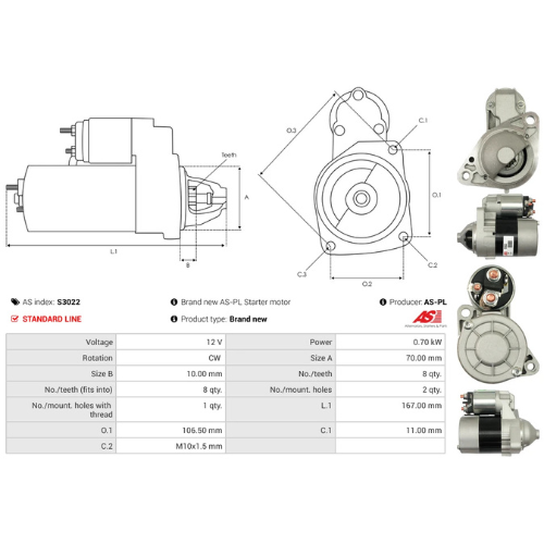Starter Motor Fits Nissan Model MICRA II (K11) 1.0 i 16V