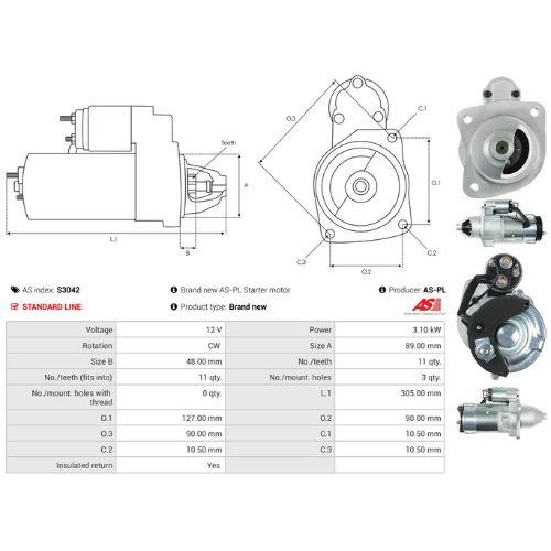 Starter Motor Fits Volvo Penta Model Engine 2.0