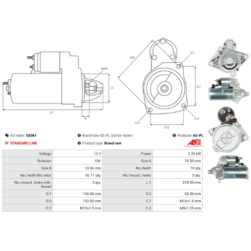 Starter Motor Fits Mercedes-Benz Model X-CLASS (470) (470.210) X 220 d
