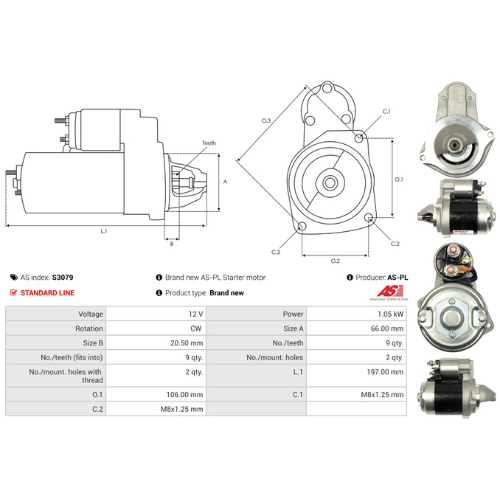 Starter Motor Fits Talbot Model Express 2.0