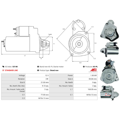 Starter Motor Fits Nissan Model MICRA IV (K13K, K13KK) 1.2