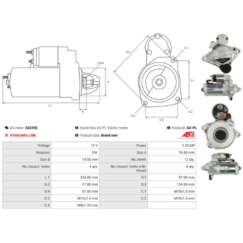 Starter Motor Fits Mercedes-Benz Model X-CLASS (470) X 250 d (470.230)