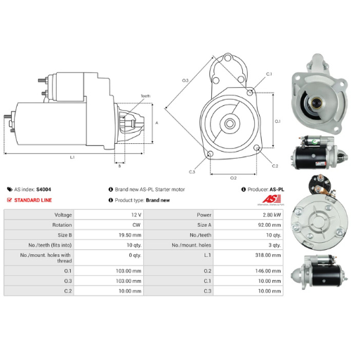 Starter Motor for BOSCH, Ref - 0001362067
