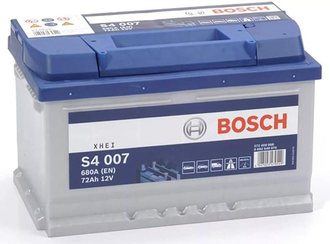 S4 007 Bosch Car Battery 12V 72Ah Type 100 - 572409068, 4 Years Warranty