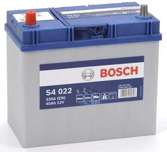 S4 022 Bosch Car Battery 12V 45Ah Type 043 - 545157033, 4 Years Warranty
