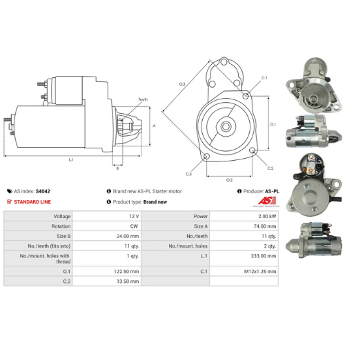Starter Motor Fits Toyota Model AURIS (_E15_)(ADE150_, ADE150R) 2.0 D-4D