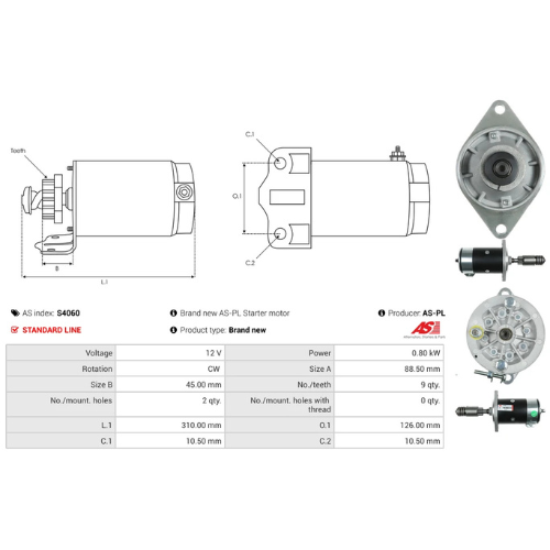 Starter Motor Fits Reliant Model KITTEN 850
