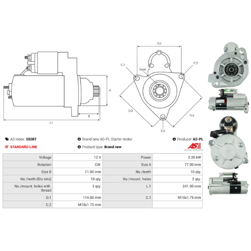 Starter Motor Fits Mitsubishi Model Canter (FB7, FB8, FE7) 1.6 /1600