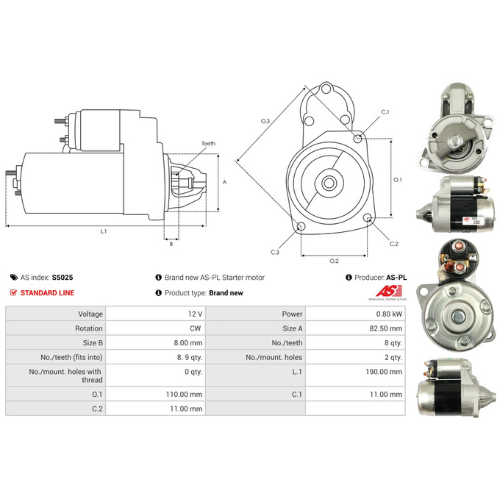 Starter Motor Fits Tcm Model FG 15 2.0