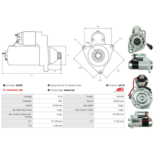 Starter Motor Fits Nissan Model PICK UP (D22) 2.4 i