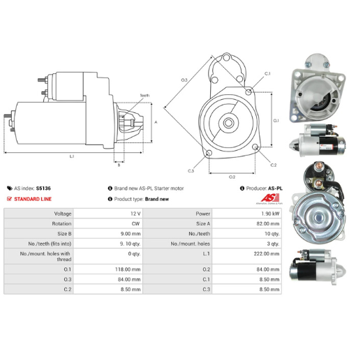 Starter Motor Fits Lancia Model DELTA III (844_)-844.AXC11, 844.AXC1A 1.6 D Multijet