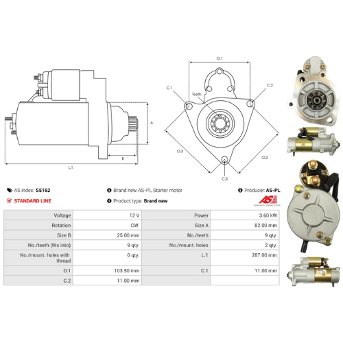 Starter Motor for Ref - 25-4108