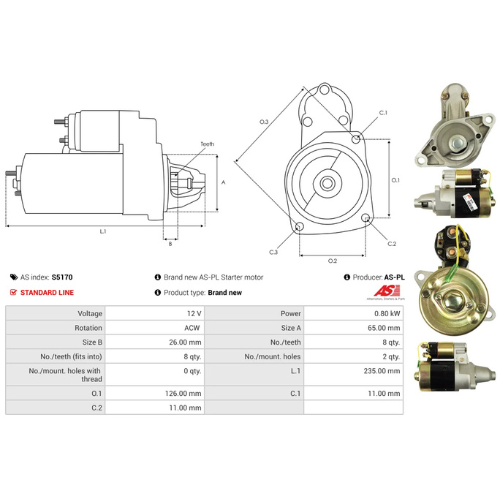 Starter Motor Fits Suzuki Model CARRY Platform/Chassis(DA21T) 1