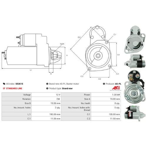 Starter Motor Fits Yale Model GE 2.3 CDTI FWD