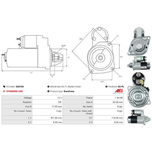 Starter Motor Fits Grasshopper Model 325 2.3 CDTI FWD