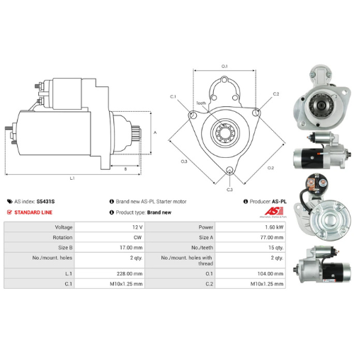 Starter Motor Fits Mitsubishi Model L3E 1.0 All-wheel Drive