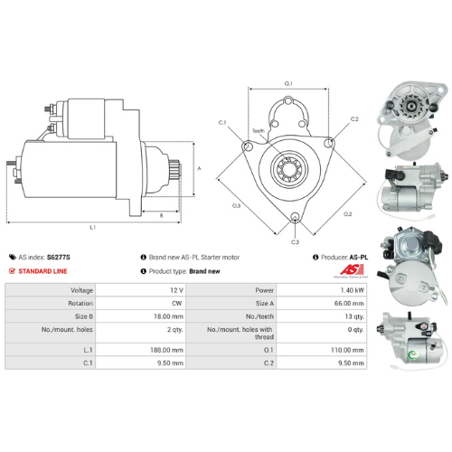 Starter Motor Fits Ransomes Model HR330T 1.1