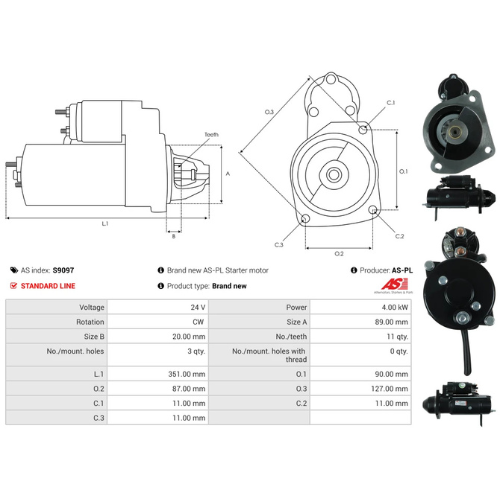 Starter Motor Fits Jcb Model Engine 4.4