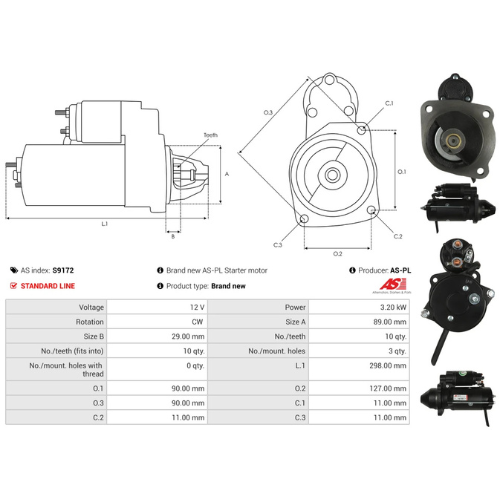 Starter Motor Fits Manitou Model MRT 1440 4.4