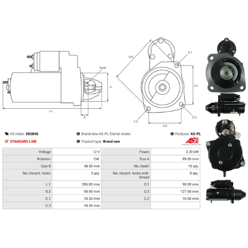 Starter Motor for BOSCH, Ref - 0001354107