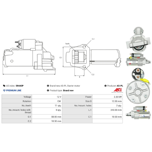 Starter Motor Fits Ford Model TOURNEO CUSTOM V362 Bus (F3) 2.0 EcoBlue mHEV