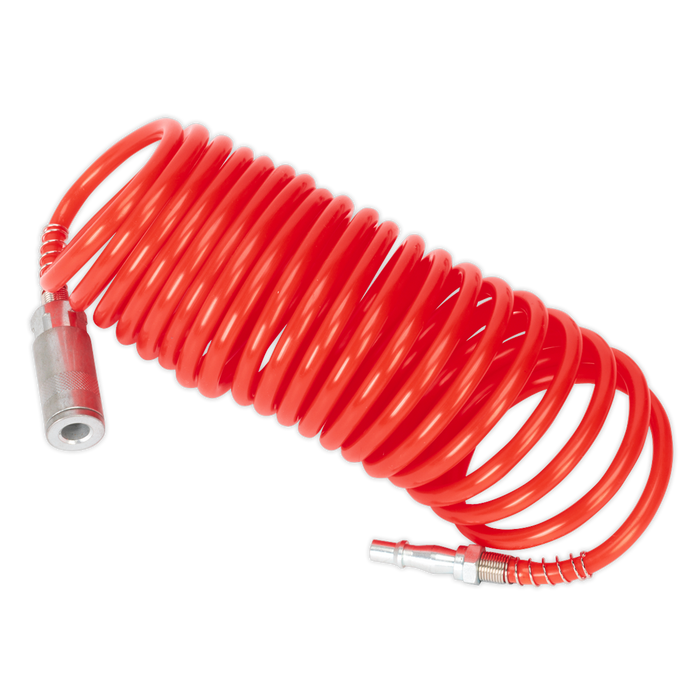 Sealey SA305 PE Coiled Air Hose 5m x Ø5mm with Couplings