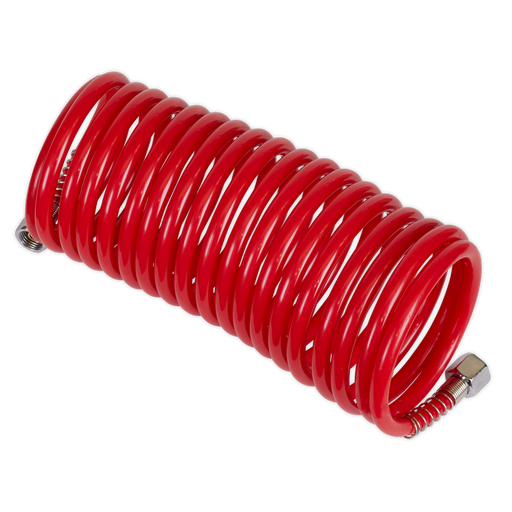 Air Hose PE Coiled, 5m x Ø5mm with 1/4"BSP Unions, SA335, Sealey