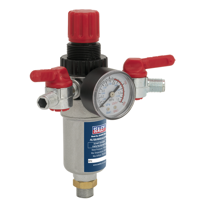 Sealey SA4FR/38 Air Filter/Regulator 3/8"BSP Male - 1/4"BSP Male