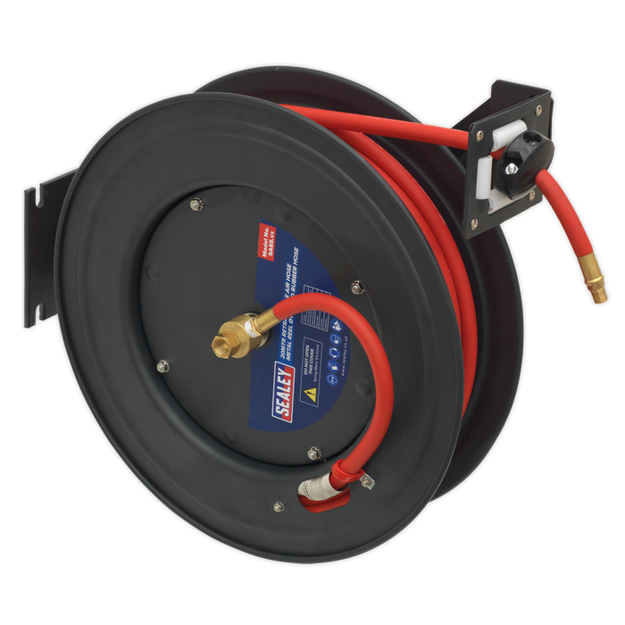 Sealey SA85 Retractable Air Hose With Steel Reel 20m Ø10mm ID Rubber Hose