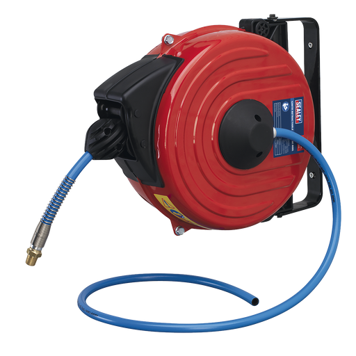 Air Hose Reel Retractable, 12m, Ø8mm ID Polyurethane Hose, SA90, Sealey