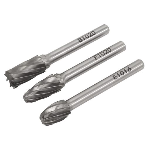 Sealey SDBCK3 Tungsten Carbide Rotary Burr Set 3pc Ripper/Coarse