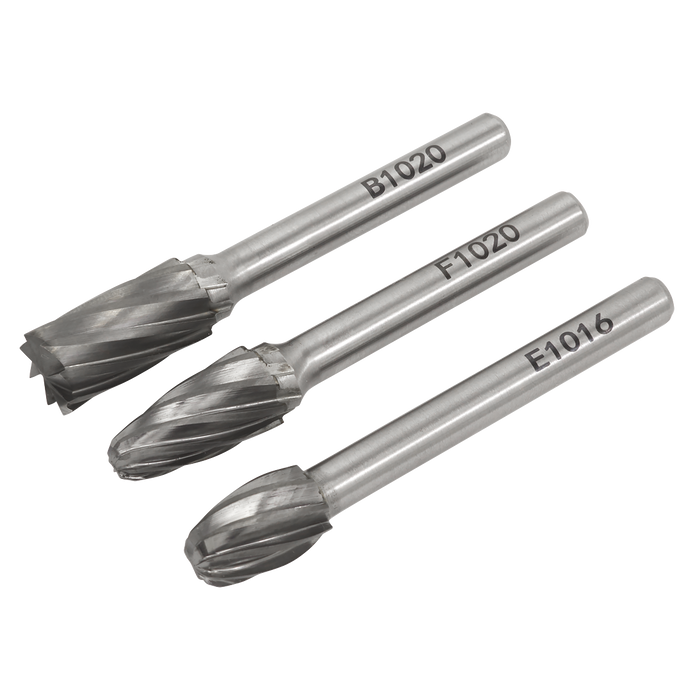Sealey SDBCK3 Tungsten Carbide Rotary Burr Set 3pc Ripper/Coarse