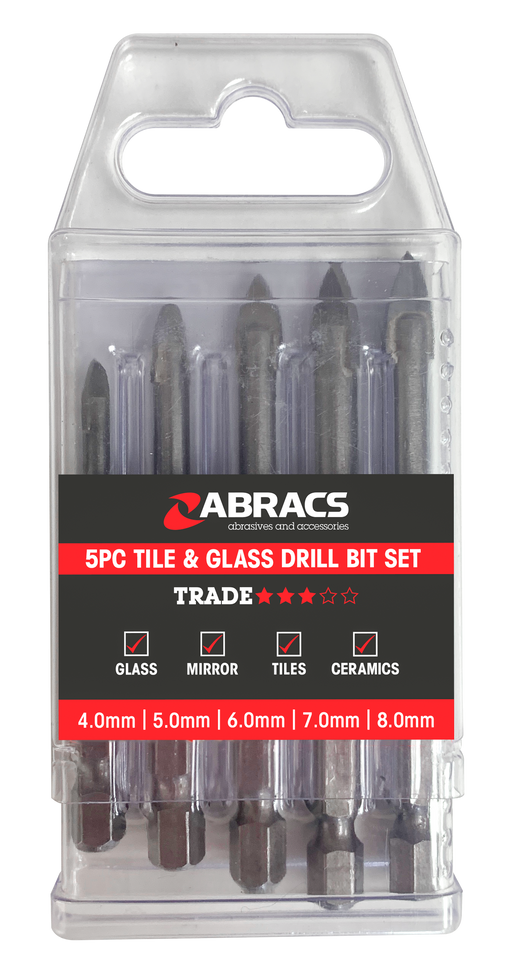 Abracs Spear Head Tile Bit - Pack of 5(Pcs) Set Pack of 1, SDBSET5