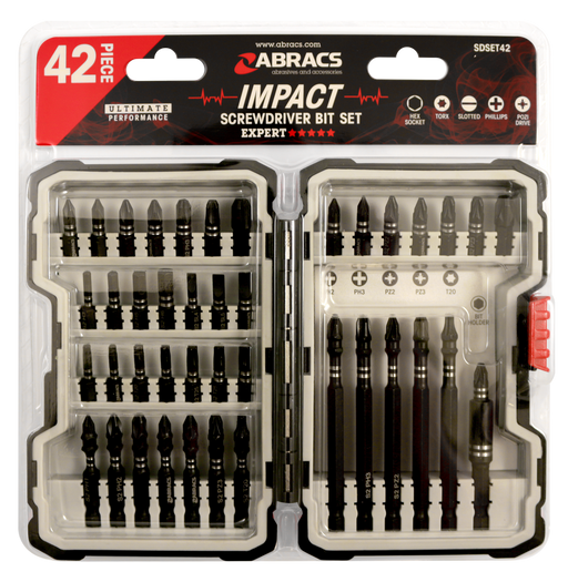 Abracs 42pc Impact S/D Bit Set Pack of 1, SDSET42