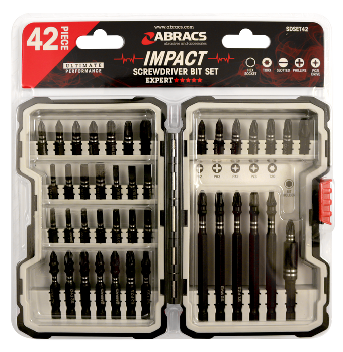 Abracs 42pc Impact S/D Bit Set Pack of 1, SDSET42