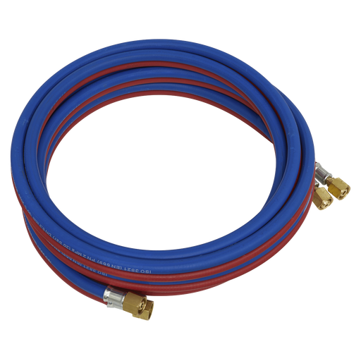 Welding Twin Rubber Hose Set Oxyacetylene 5m 5m, SGA5, Sealey