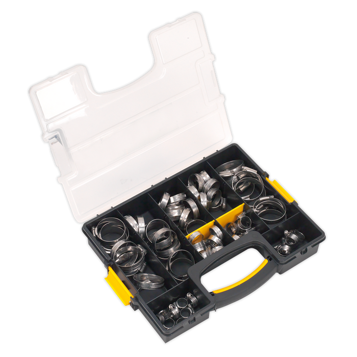 Sealey SHCSS90AC Hose Clip Assortment 90pc Stainless Steel Ø10-57mm