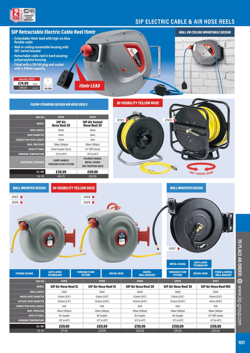 Air Hose Reel 12mtr, 07972, SIP