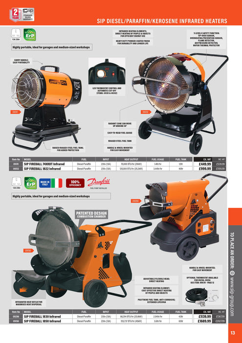 SIP 09312 Fireball 1822 Infrared Diesel Heater